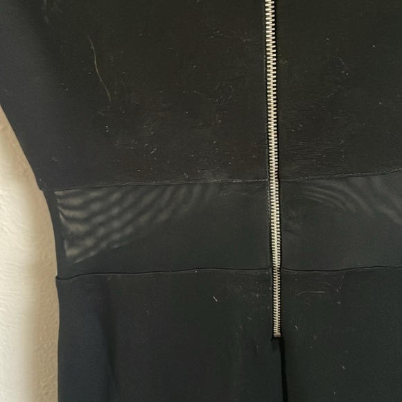French Connection Black Mesh Cutout Cocktail Midi Dress Bodycon - Picture 4 of 6